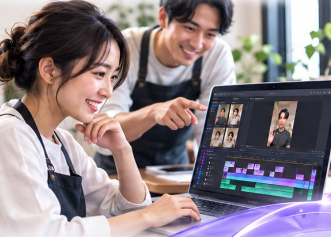 自社で動画を編集するスタッフ